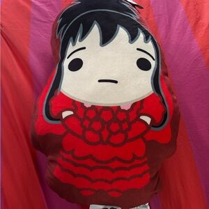 Lydia Deetz Beetlejuice Plush Pillow - Bold Red & Fuchsia Stripes